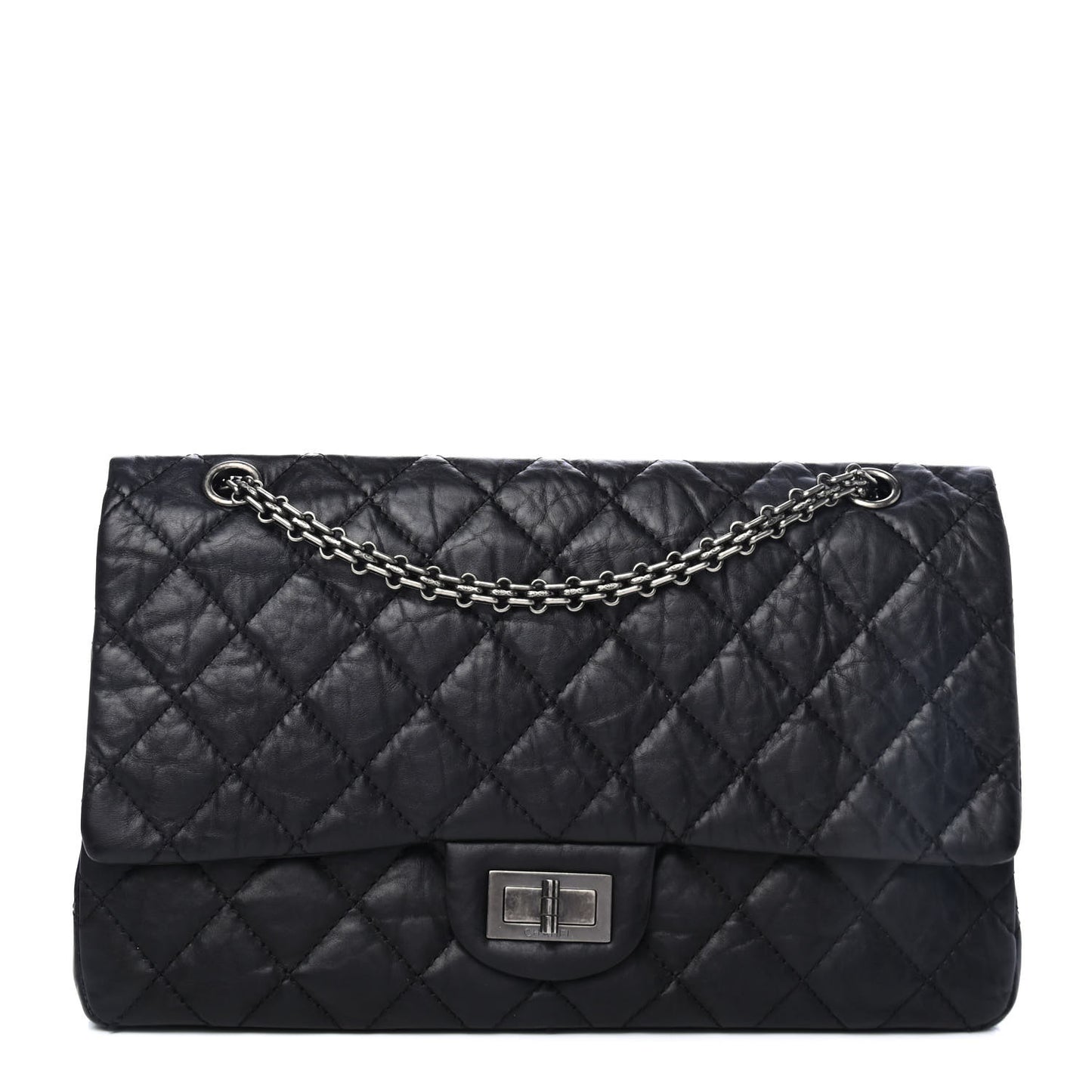 Aged Calfskin Quilted 2.55 Reissue 227 Flap Black