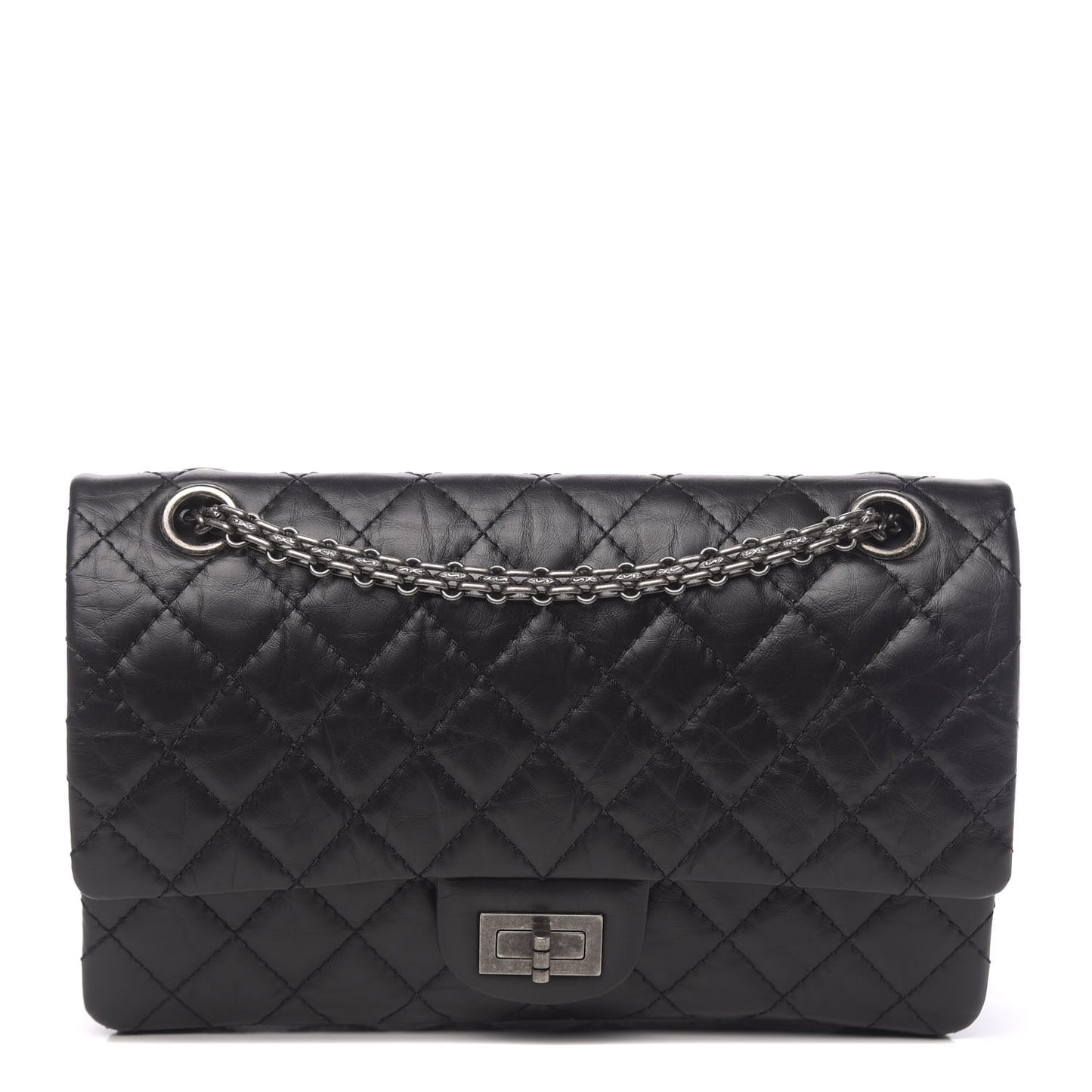 Aged Calfskin Quilted 2.55 Reissue 225 Flap Black