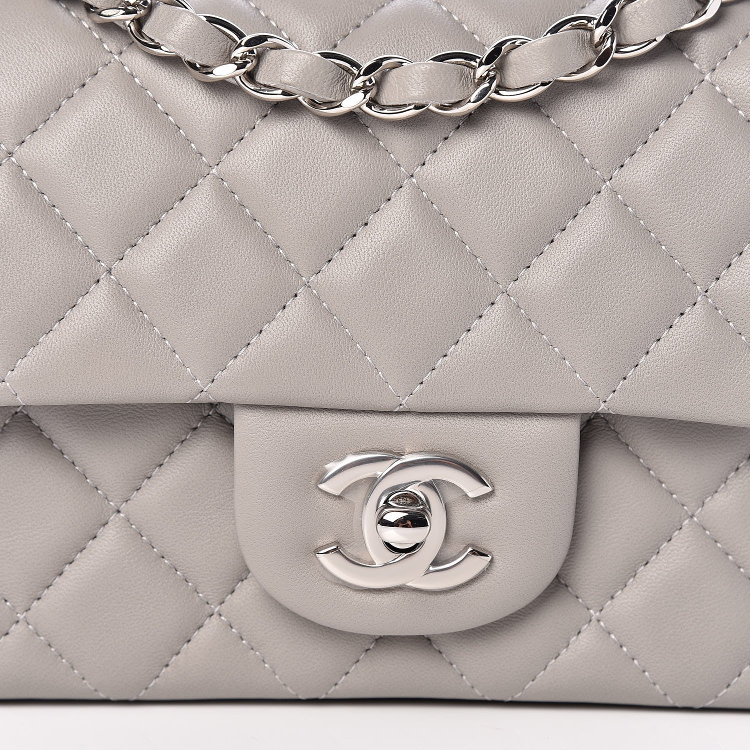 Chanel Lambskin Quilted Mini Rectangular Flap Grey 9 of 11