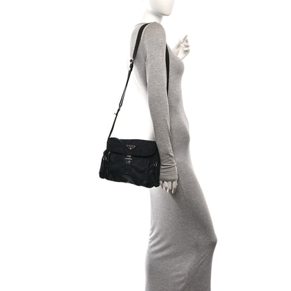 Prada Tessuto Nylon Saffiano Small Vela Messenger Black 2 of 16