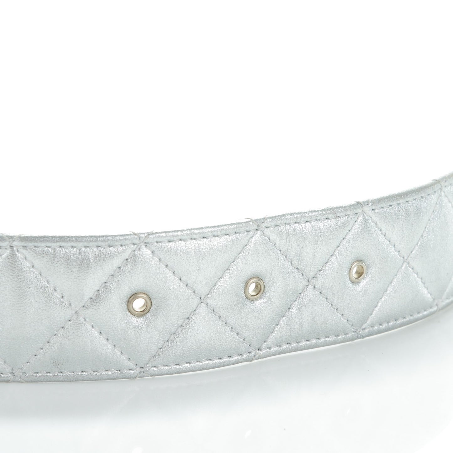 Metallic Lambskin Quilted CC Belt 90 36 Silver