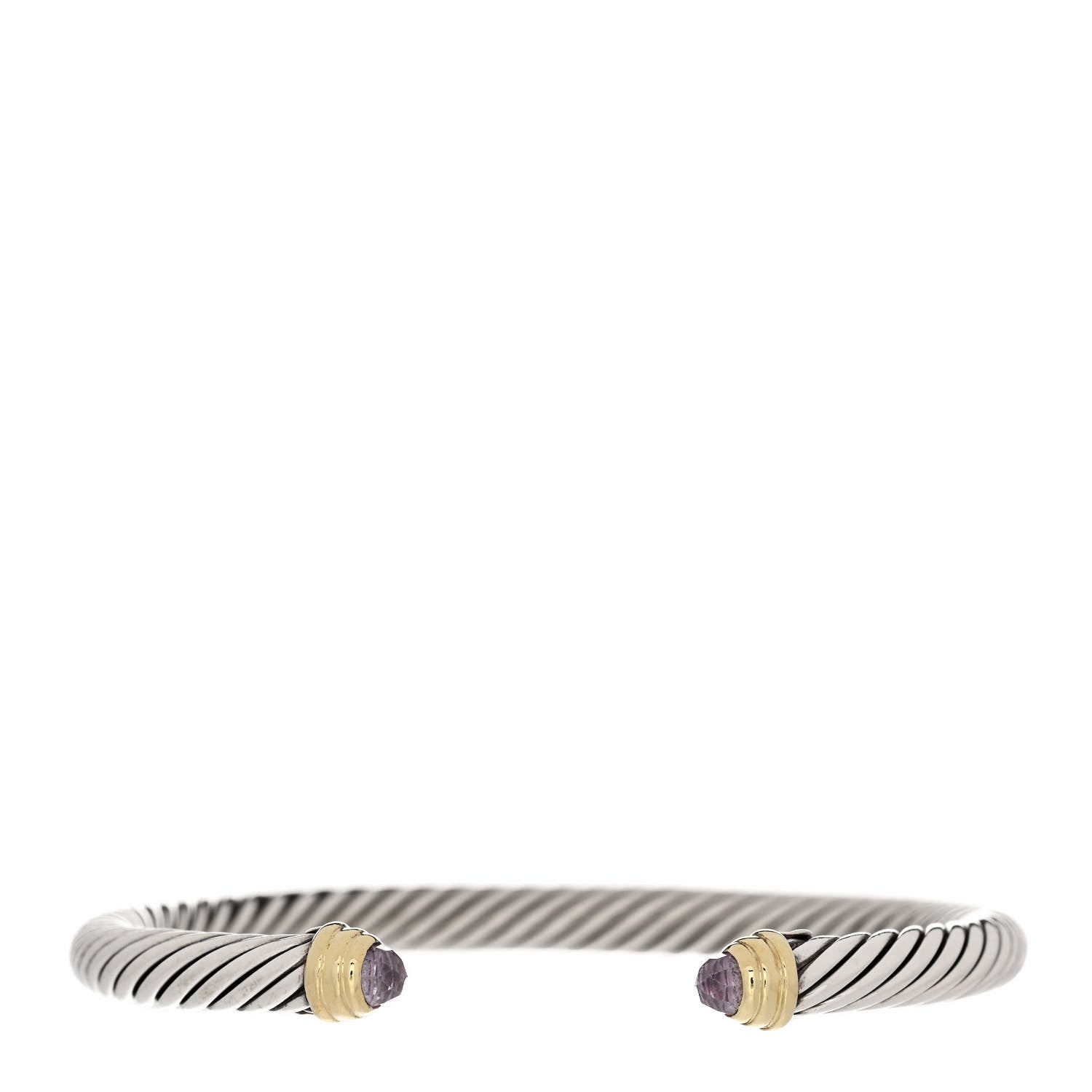 David Yurman Sterling Silver 14K Yellow Gold Amethyst 5mm Cable Classics Petite Color Bracelet 1 of 3