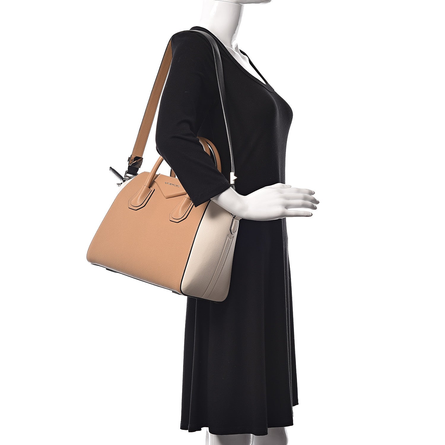 Givenchy Sugar Goatskin Small Tri-Color Antigona Light Brown Beige Black 2 of 9
