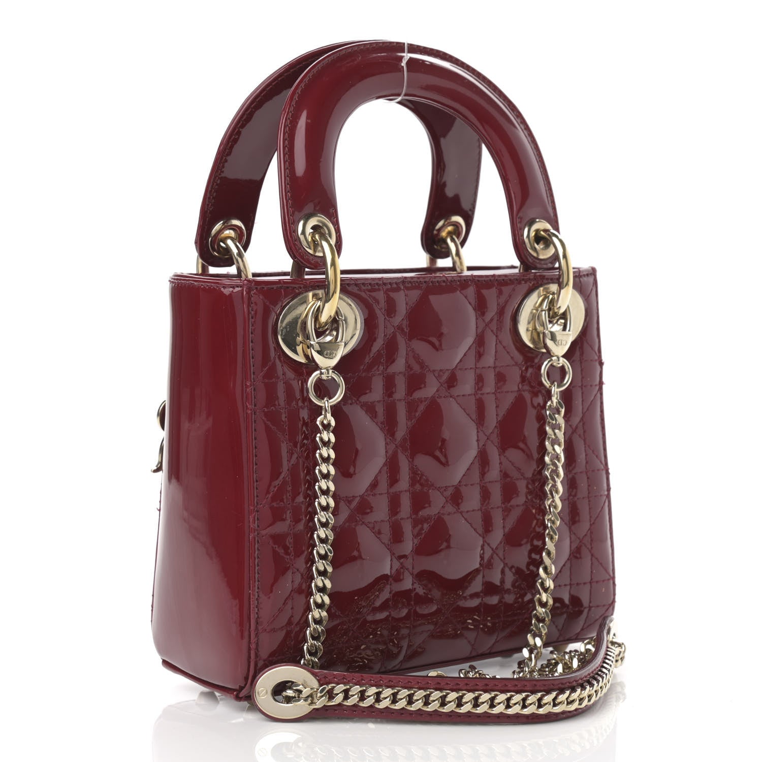 Christian Dior Patent Cannage Mini Lady Dior Red 3 of 12