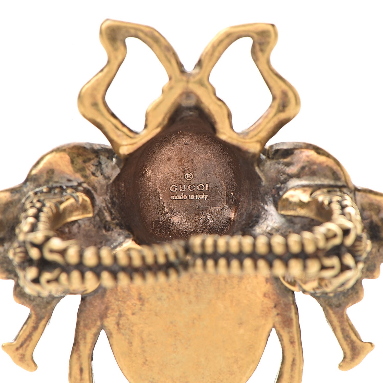 Gucci Crystal Pearl Enamel Bee Multifinger Ring M 4 of 5