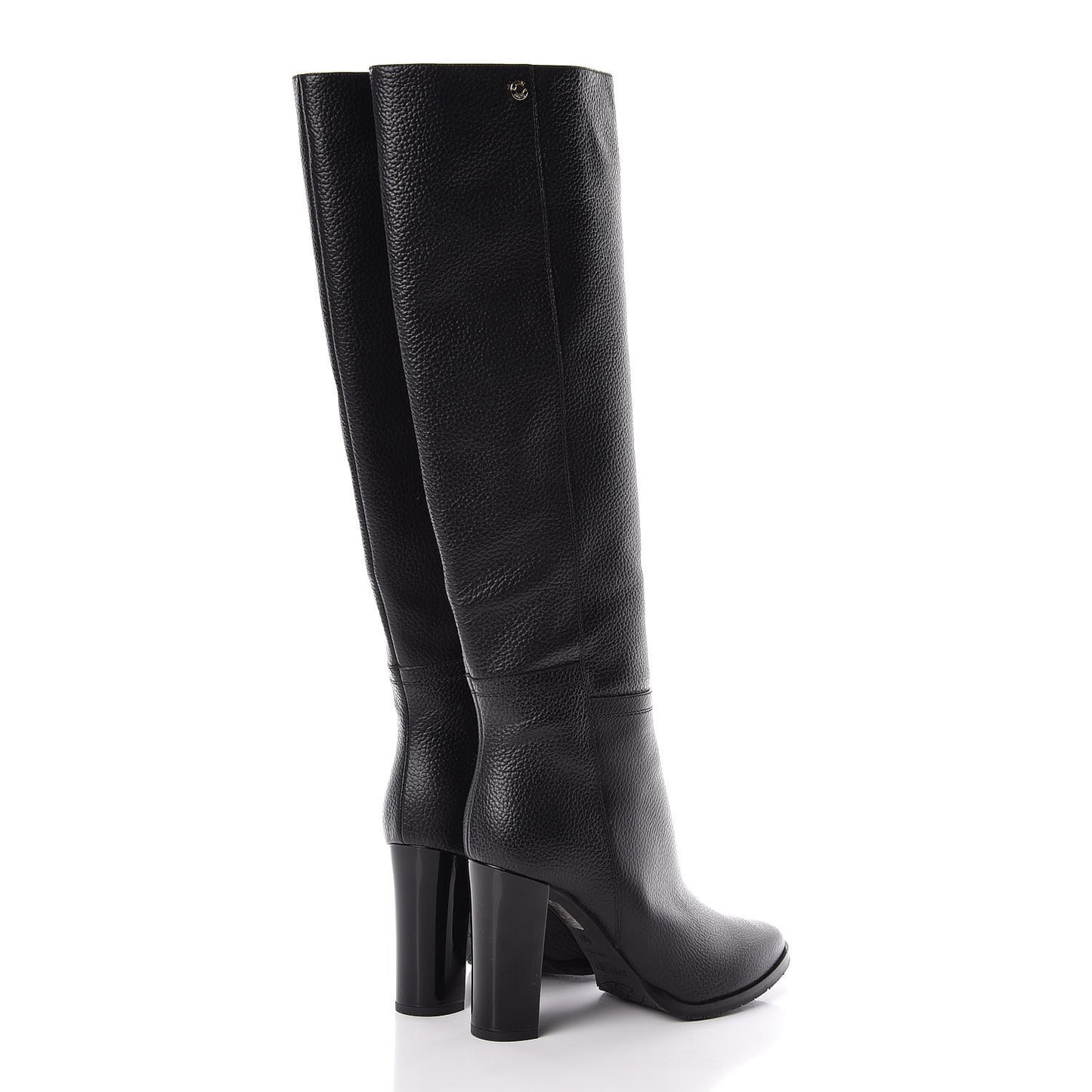 Grainy Calfskin Knee High Boots 38.5 Black
