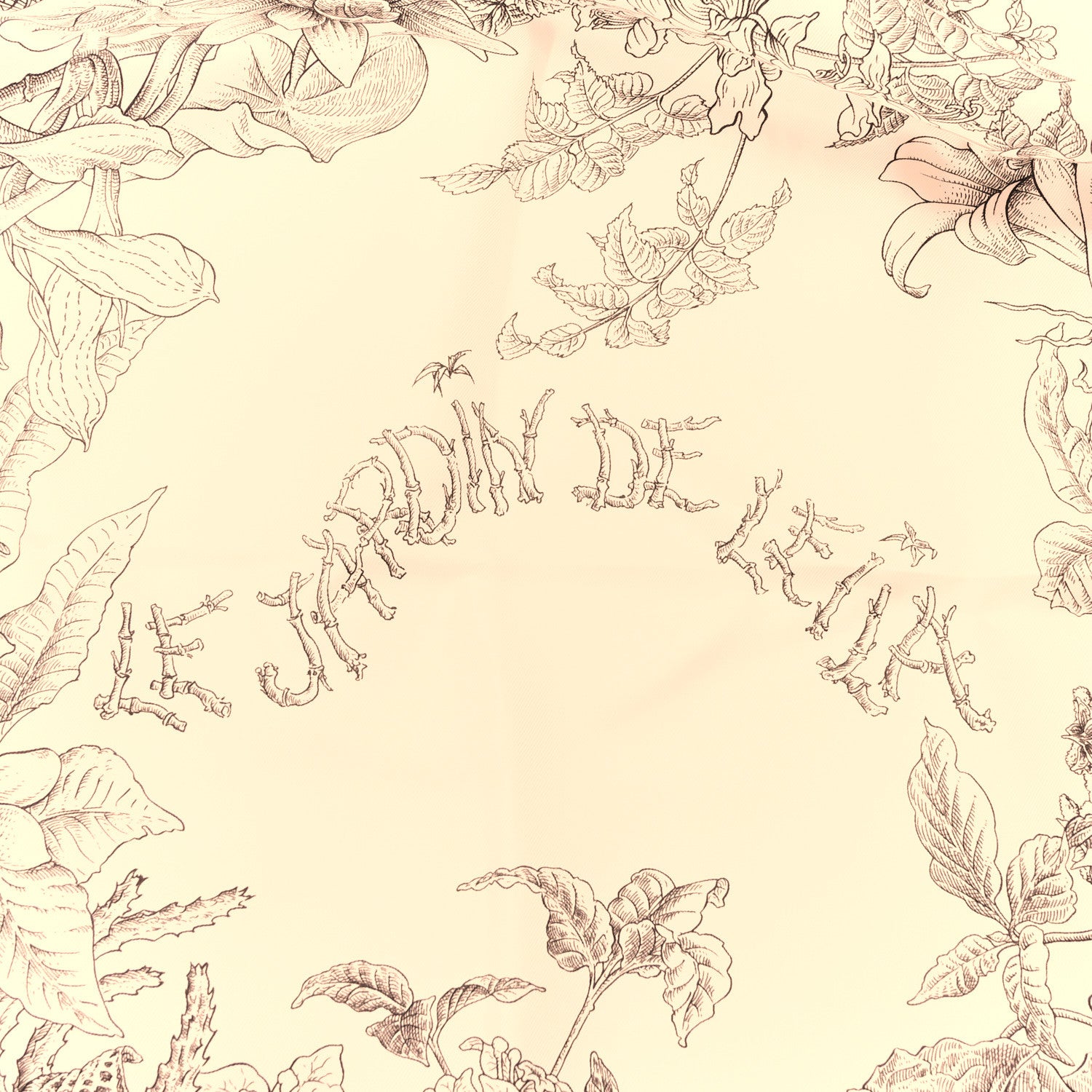 Hermes Silk Le Jardin de Leila Scarf 90 White Black Anthracite 2 of 3