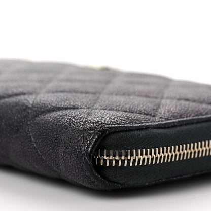 Chanel Iridescent Caviar Quilted Large Zip Around Organizer Wallet Black 8 of 9