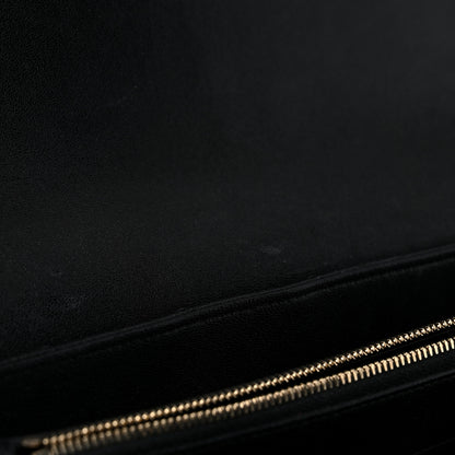 Chanel Lambskin Chevron Quilted Envelope Clutch Black 12 of 16