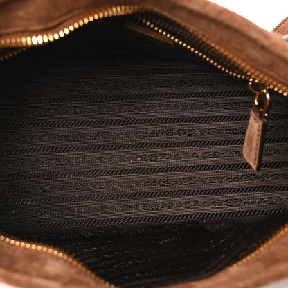 Prada Suede Triangle Medium Bonnie Shoulder Bag Cacao 5 of 10