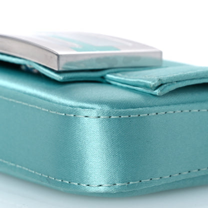 Fendi X TIFFANY Satin Silk Sterling Silver Nano Maxi Buckle Baguette Tiffany Blue 11 of 17