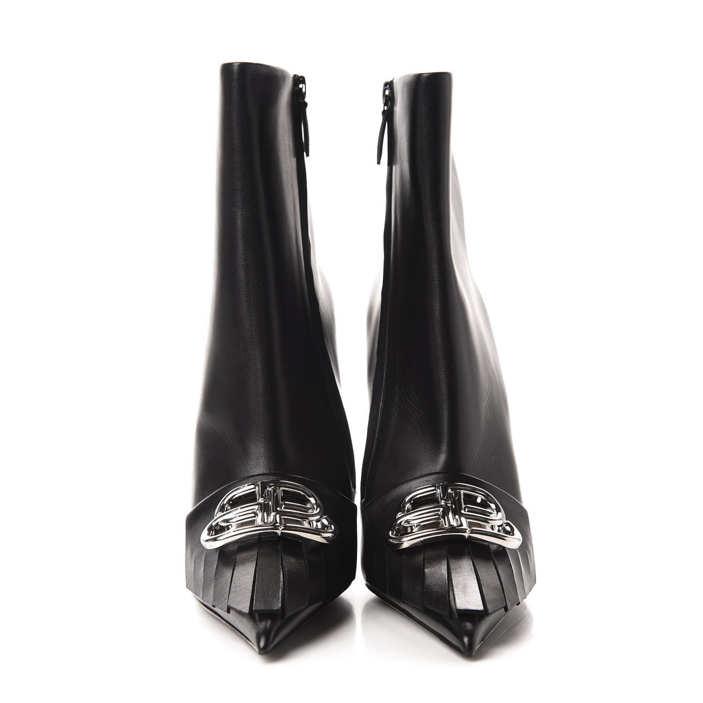 Shiny Kidskin Fringe BB Knife Booties 41 Black