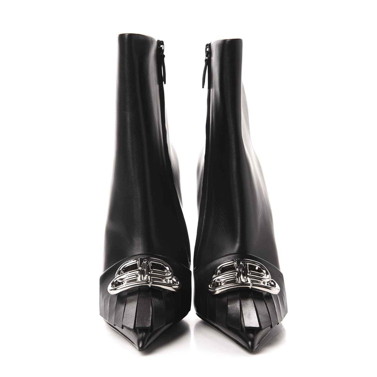 Balenciaga Shiny Kidskin Fringe BB Knife Booties 41 Black 2 of 10
