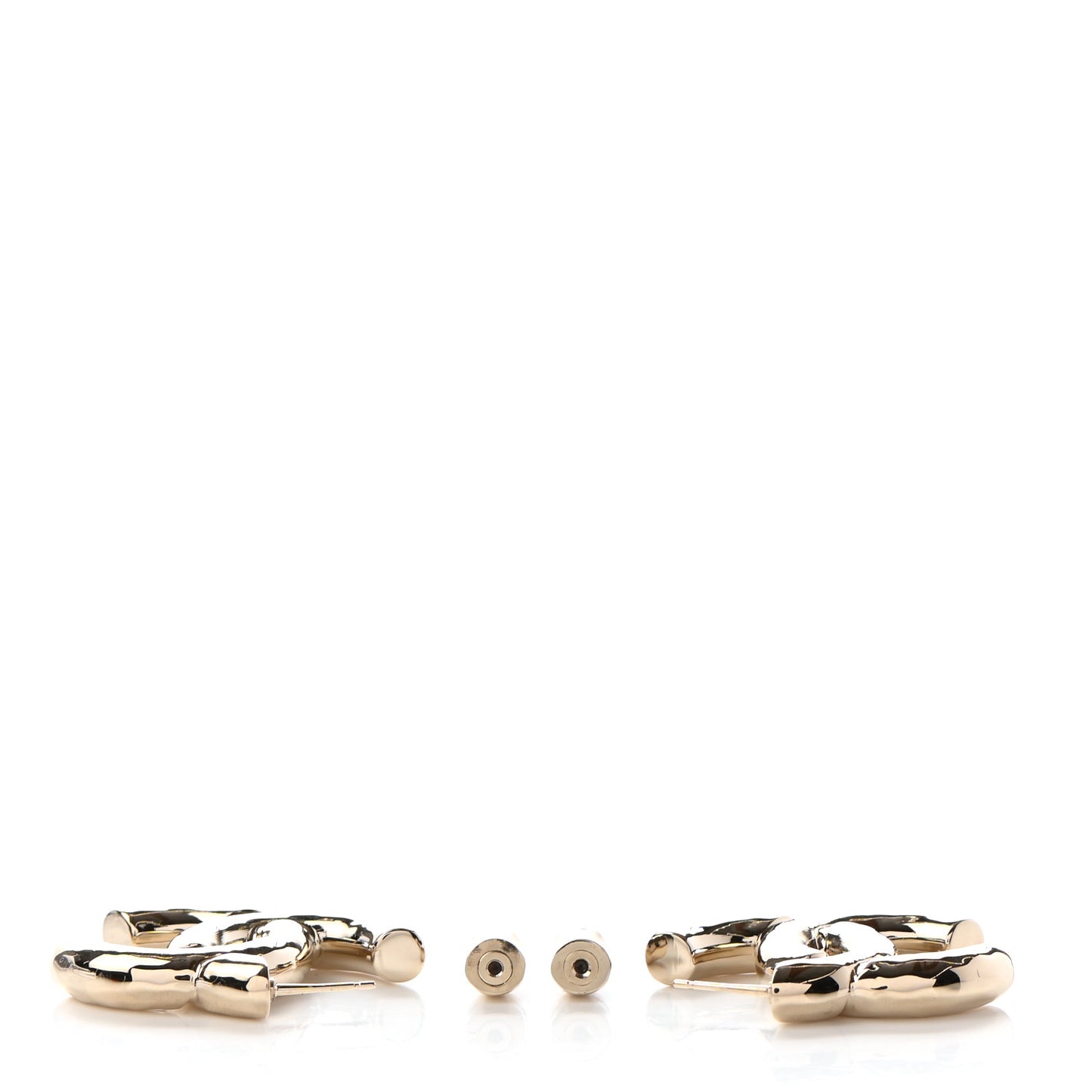 Metal Large CC Earrings Light Gold