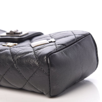 Chanel Aged Calfskin Quilted Lucky Charms Mini Phone Holder Clutch Black 7 of 11