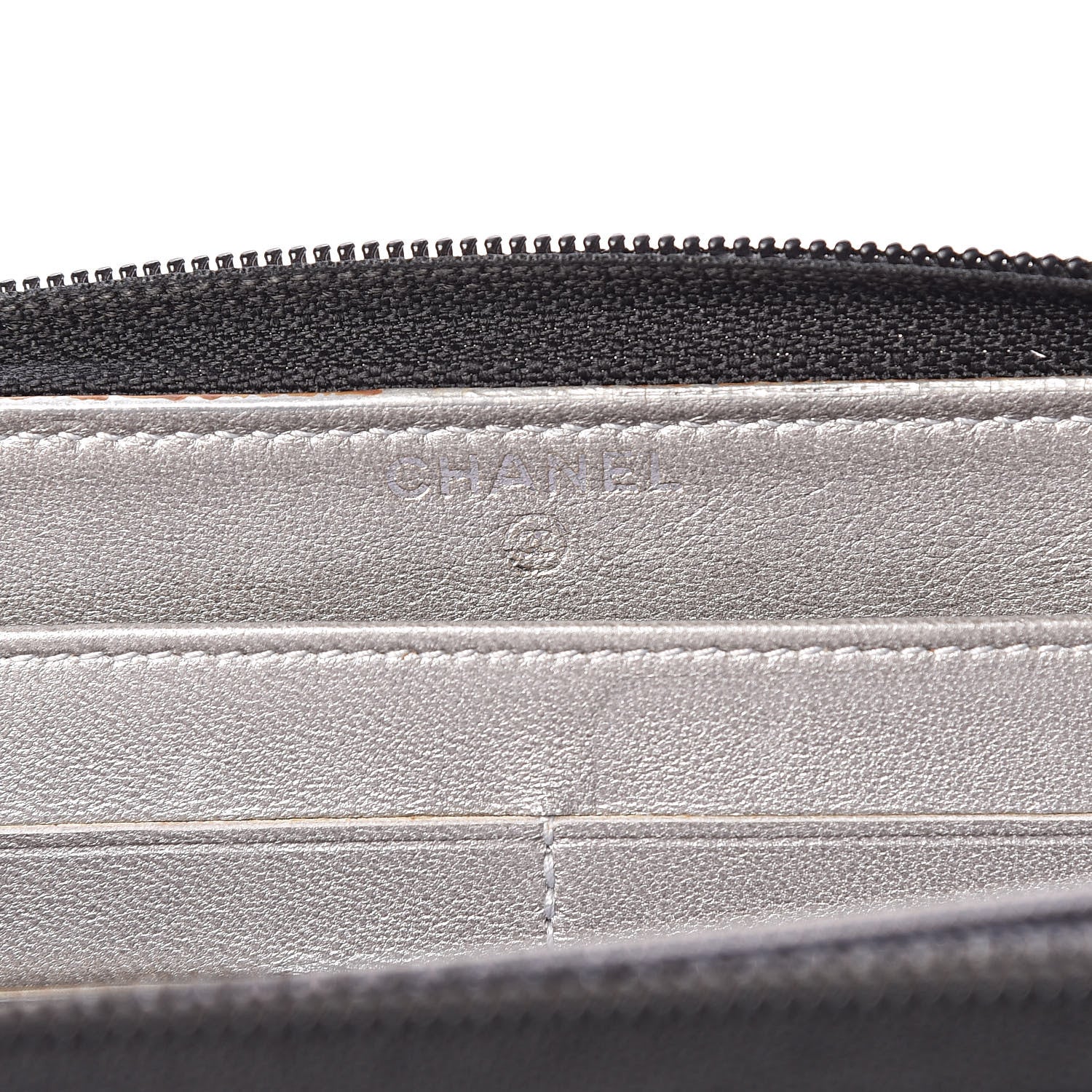 Chanel Lambskin Camellia Embossed Large Zip Around Gusset Wallet Black 6 of 13