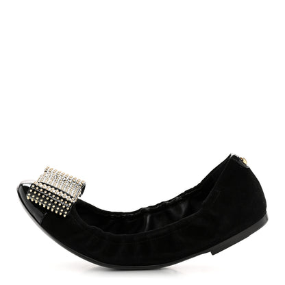 Louis Vuitton Suede Patent Studded Flirty Ballerina Bow Flats 39.5 Black 1 of 8