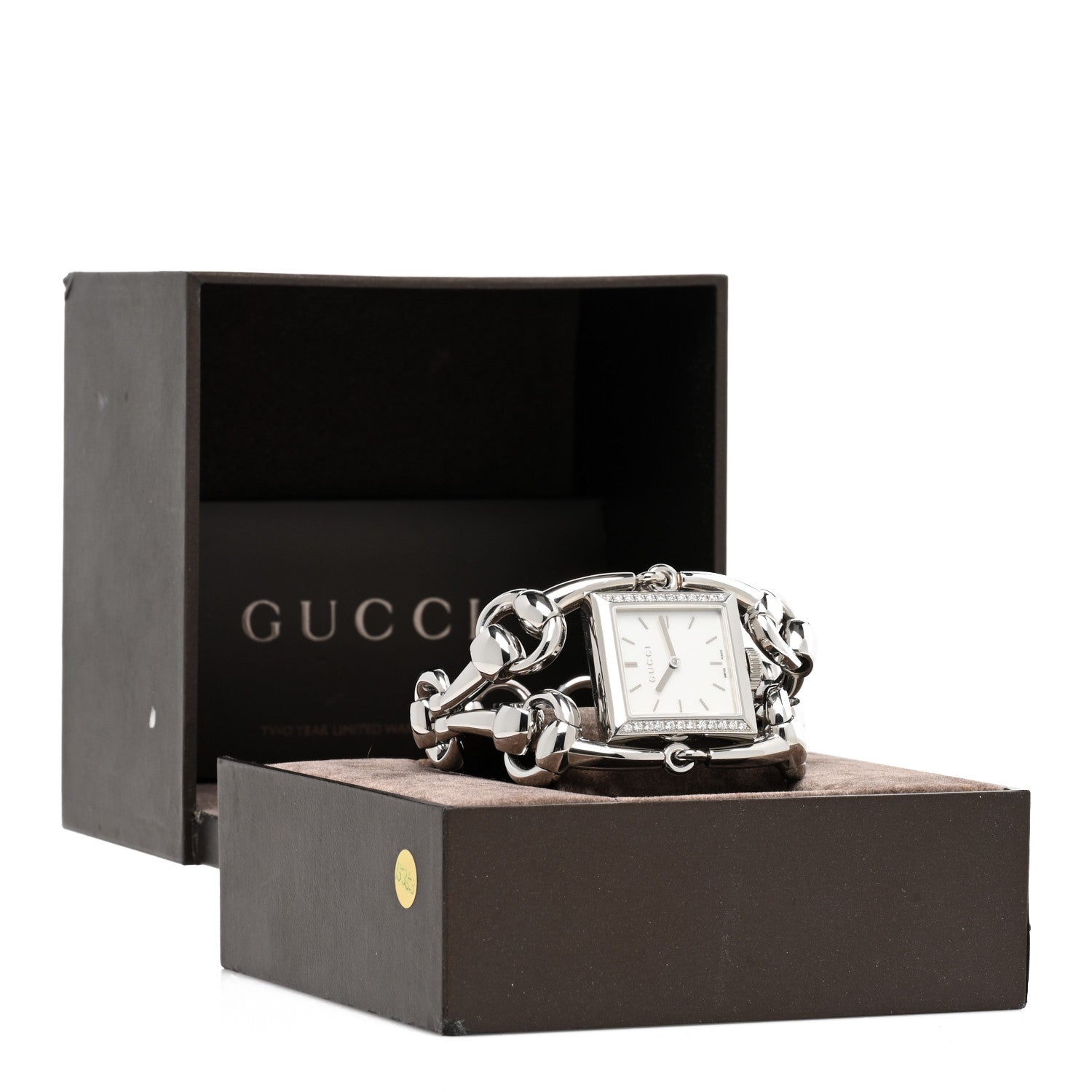 Gucci Stainless Steel Diamond Mother Of Pearl 25mm Signoria Quartz Watch 5 of 5