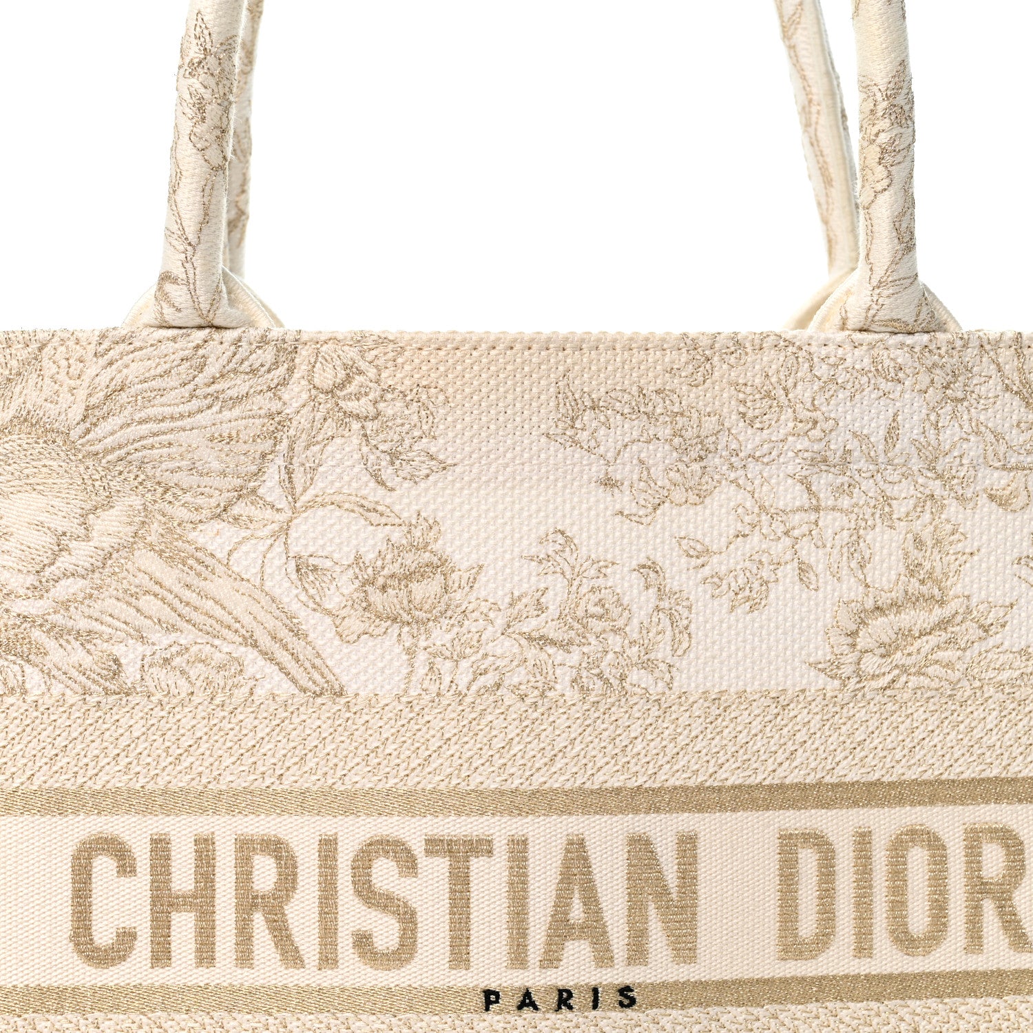 Christian Dior Canvas Embroidered Medium Jardin D'Hiver Book Tote White Gold 7 of 11