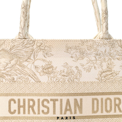 Christian Dior Canvas Embroidered Medium Jardin D'Hiver Book Tote White Gold 7 of 11