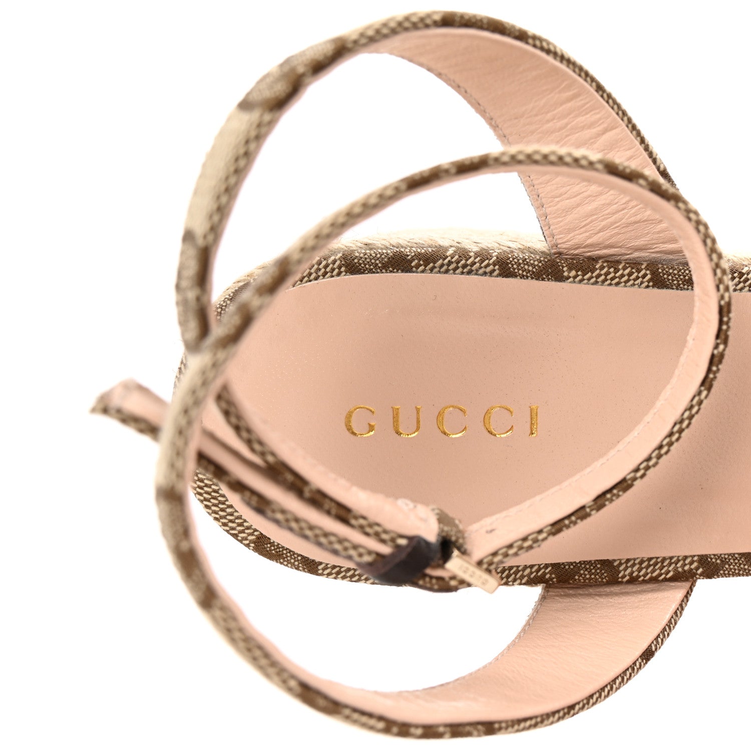 Gucci Monogram Nappa Chalotte Horsebit Ankle Strap 75mm Flatform Sandals 36 Beige Ebony 8 of 10