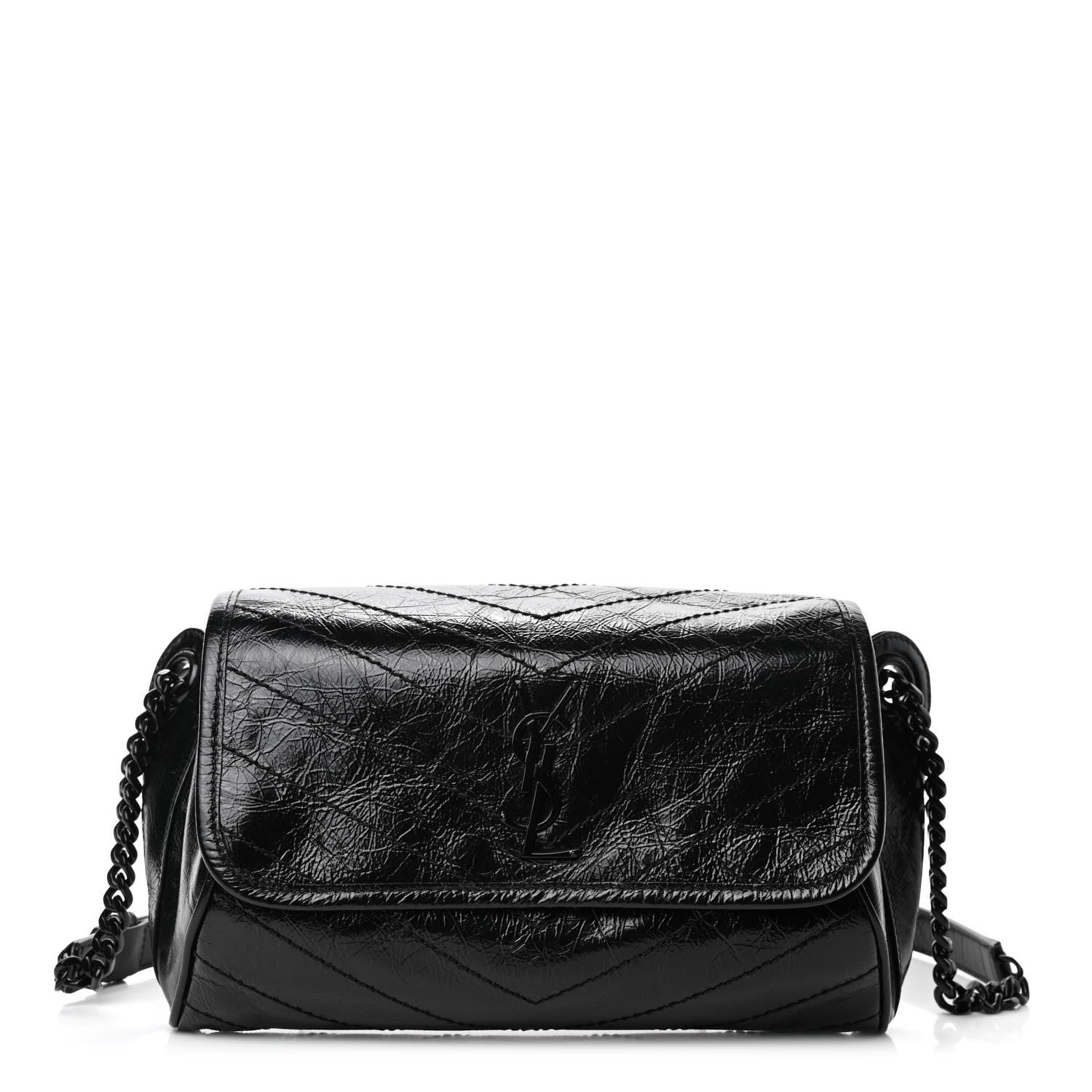 Saint Laurent Crinkled Calfskin Matelasse Monogram Niki Body Bag Black 1 of 4
