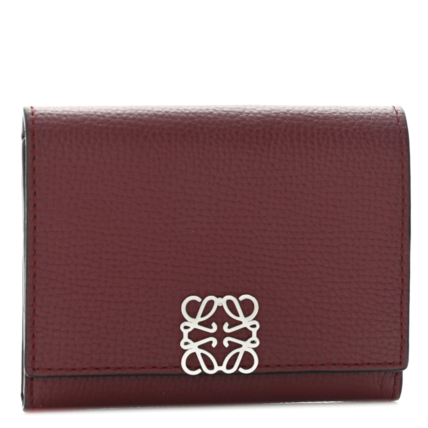 Pebble Grain Calfskin Anagram Small Vertical Wallet Berry