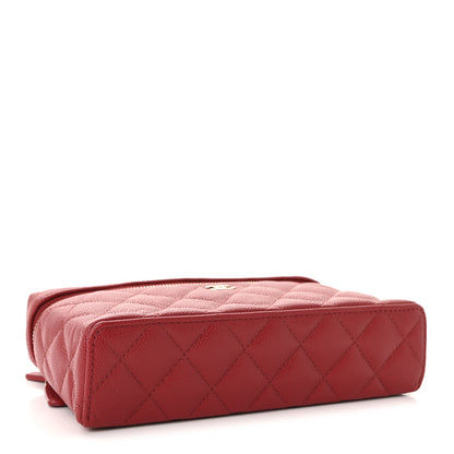 Chanel Caviar Quilted Top Handle Slim Vanity With Chain Red 4 of 11