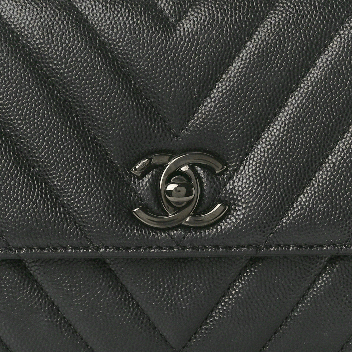 Chanel Caviar Chevron Quilted Mini Coco Handle Flap So Black 7 of 9