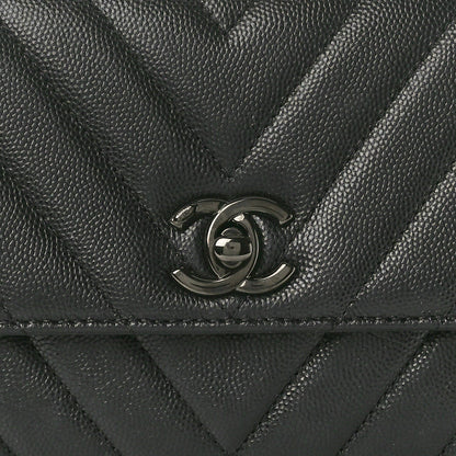 Chanel Caviar Chevron Quilted Mini Coco Handle Flap So Black 7 of 9