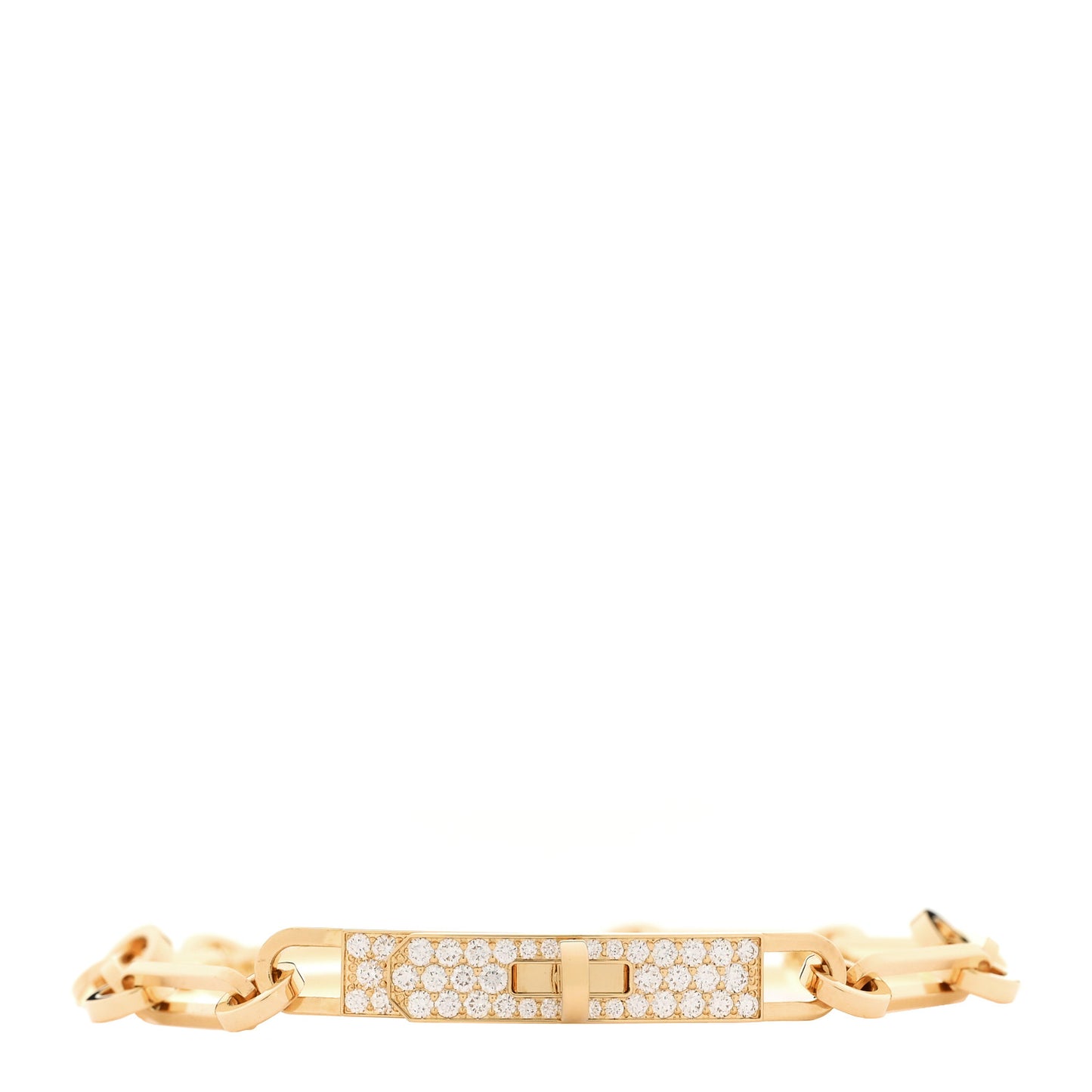 18K Yellow Gold Diamond Pave PM Kelly Chaine Bracelet ST