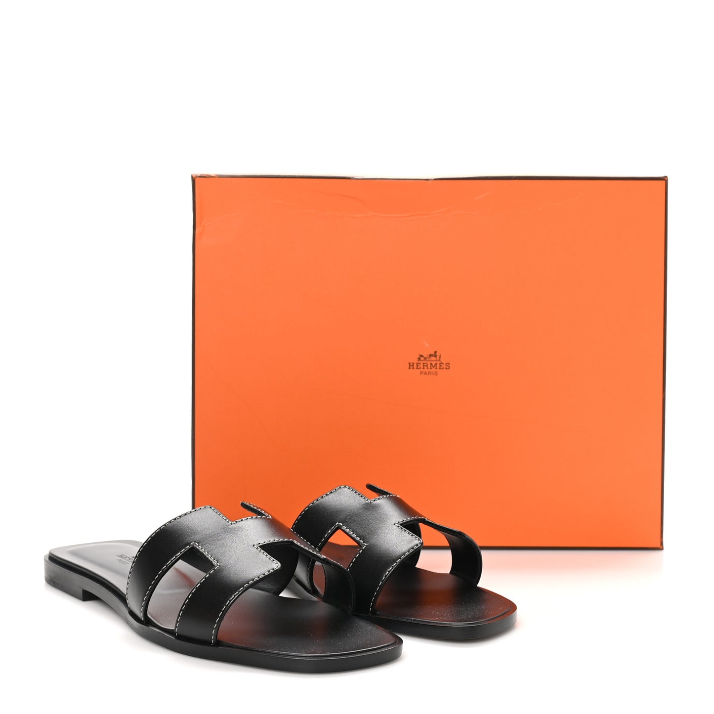 Box Calfskin Oran Sandals 37 Black