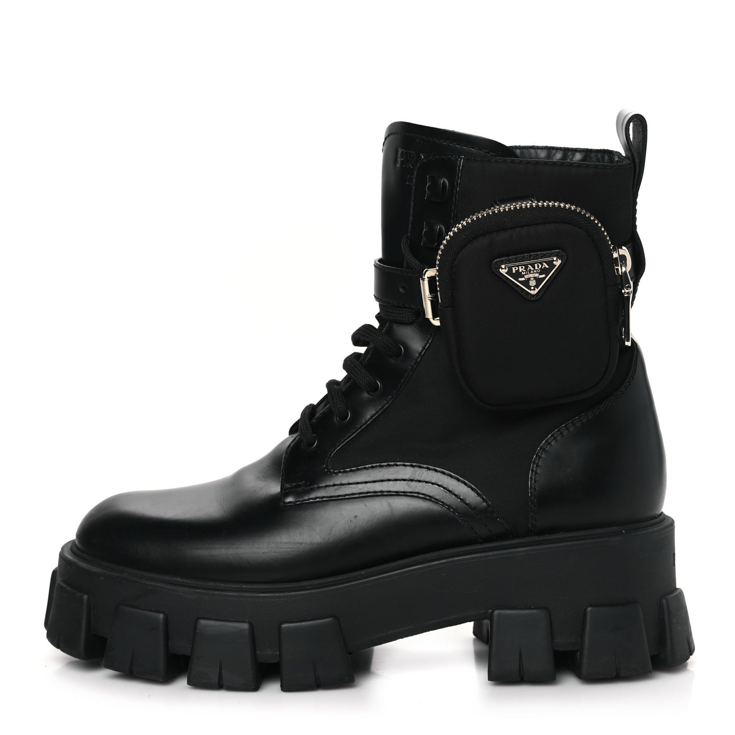 Spazzolato Rois Nylon Metal Triangle Logo Monolith Pouch Pocket 55mm Boots 40 Black