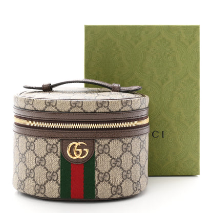 Gucci GG Supreme Monogram Textured Calfskin Web Ophidia Vanity Cosmetic Case Beige Ebony New Acero 7 of 7