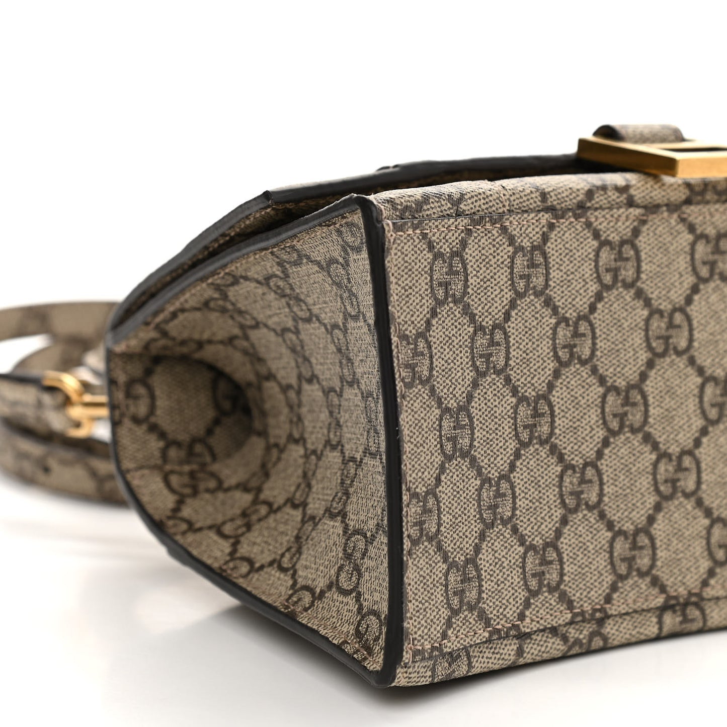 X GUCCI GG Supreme Monogram Small Hourglass Top Handle Bag Beige Ebony