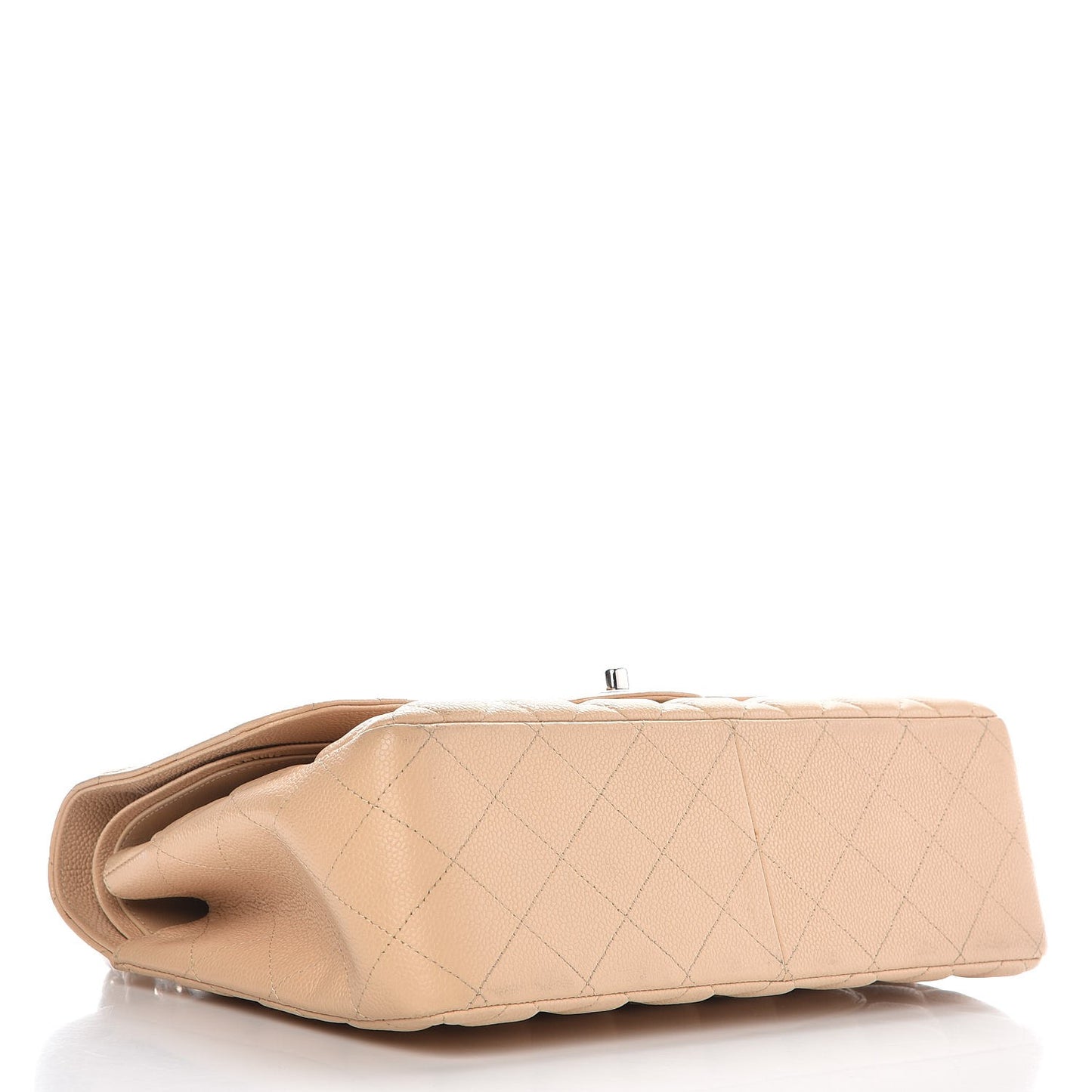 Caviar Quilted Jumbo Double Flap Beige Clair