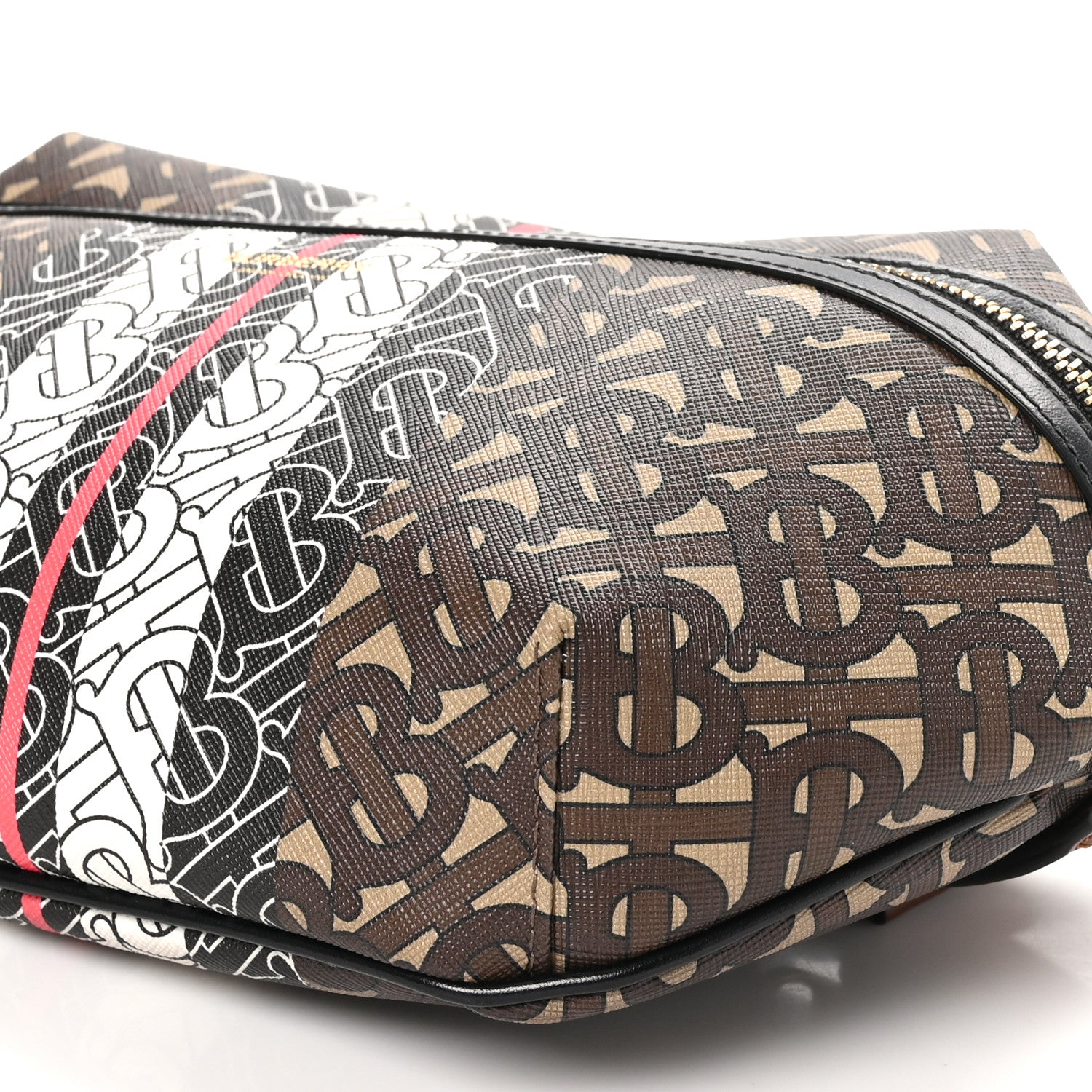 Burberry E-Canvas Monogram Stripe Medium Sonny Bum Bag Bridle Brown 11 of 12