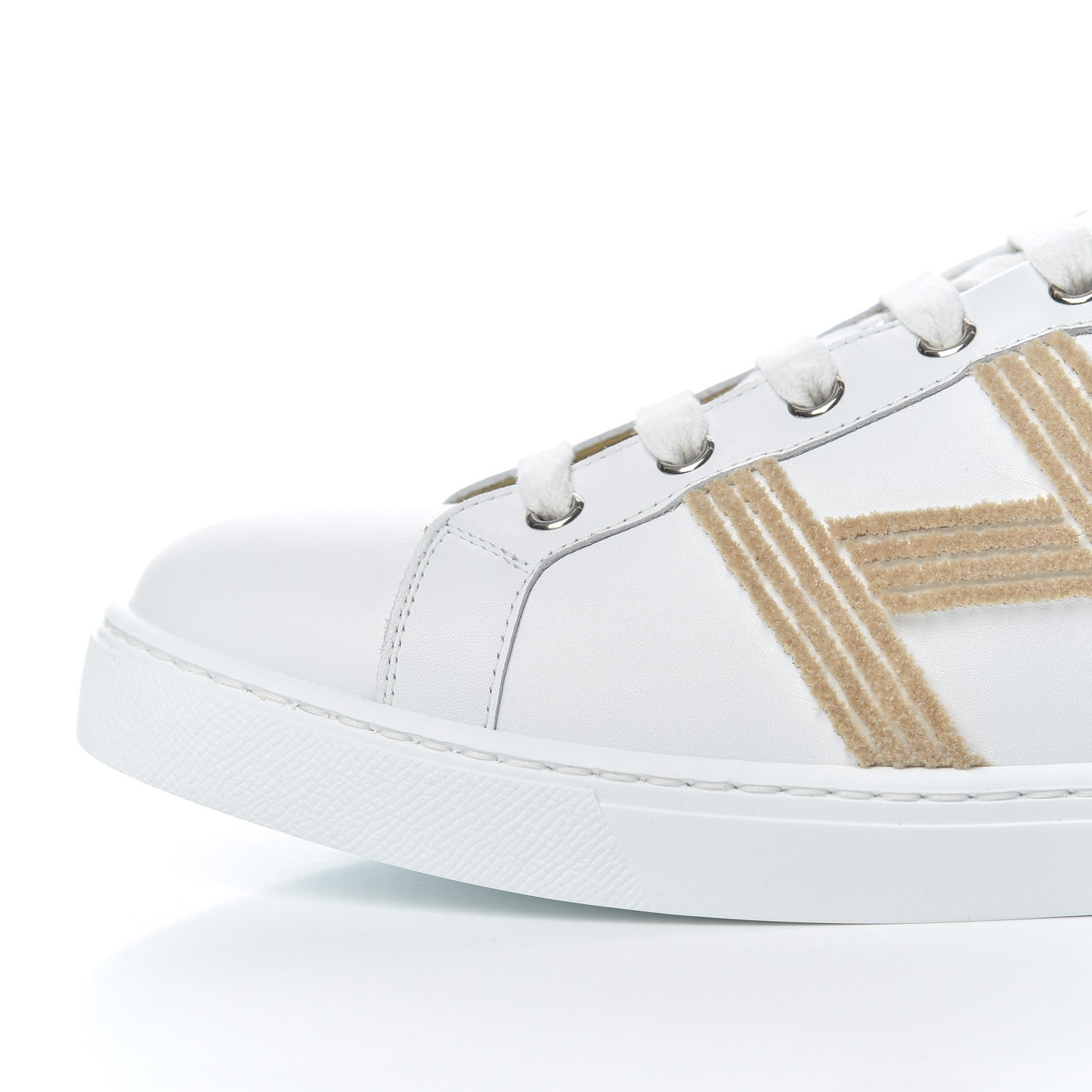 Hermes Calfskin Woolskin Womens Advantage Sneakers 38.5 White 8 of 12