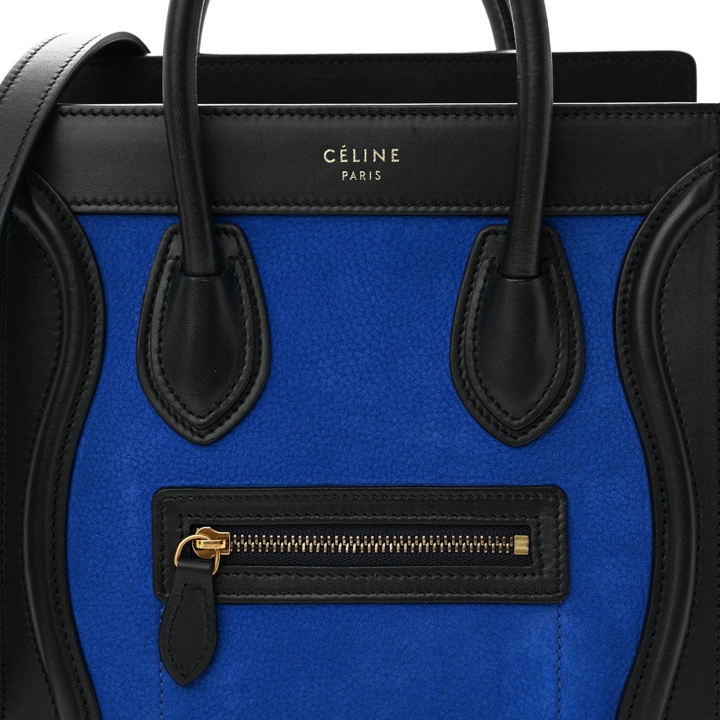Smooth Calfskin Nubuck Nano Tri-Color Luggage Bright Blue