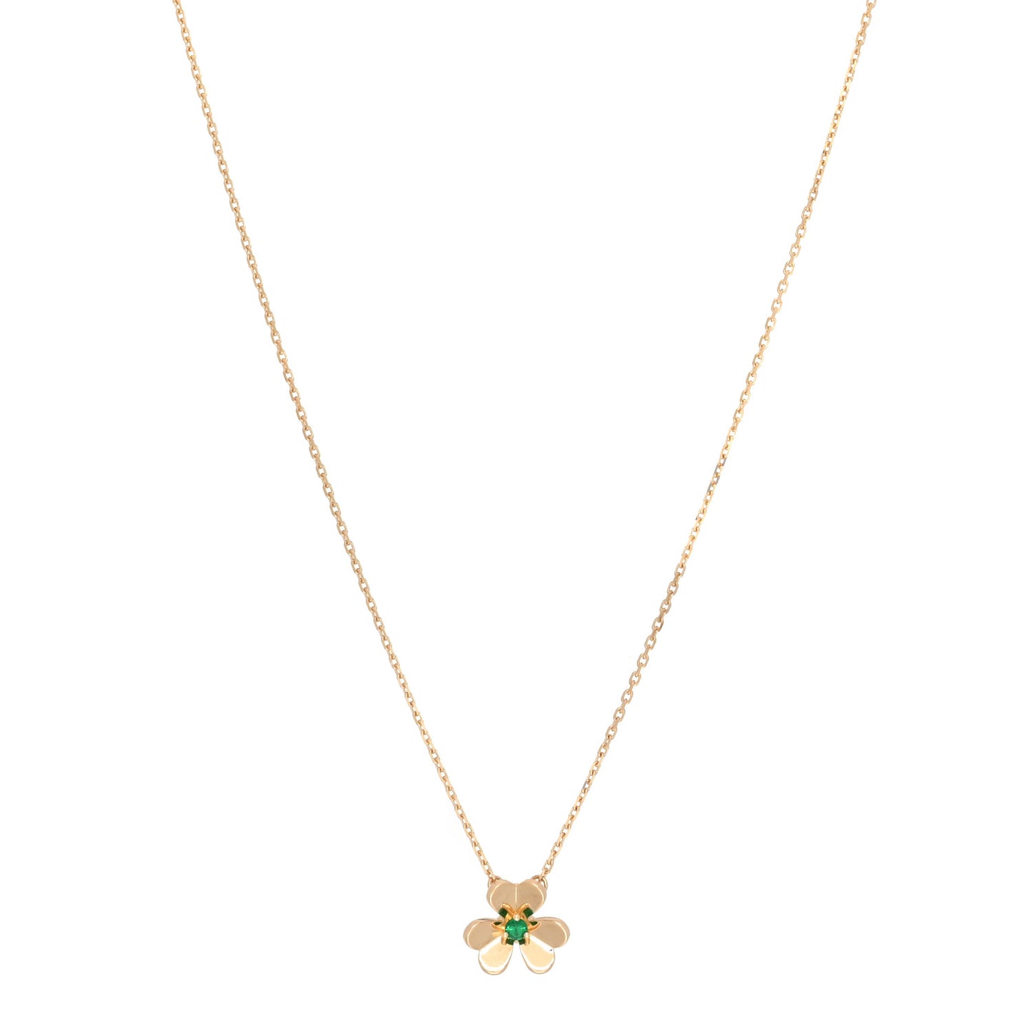 18K Yellow Gold Emerald Mini Frivole Pendant Necklace