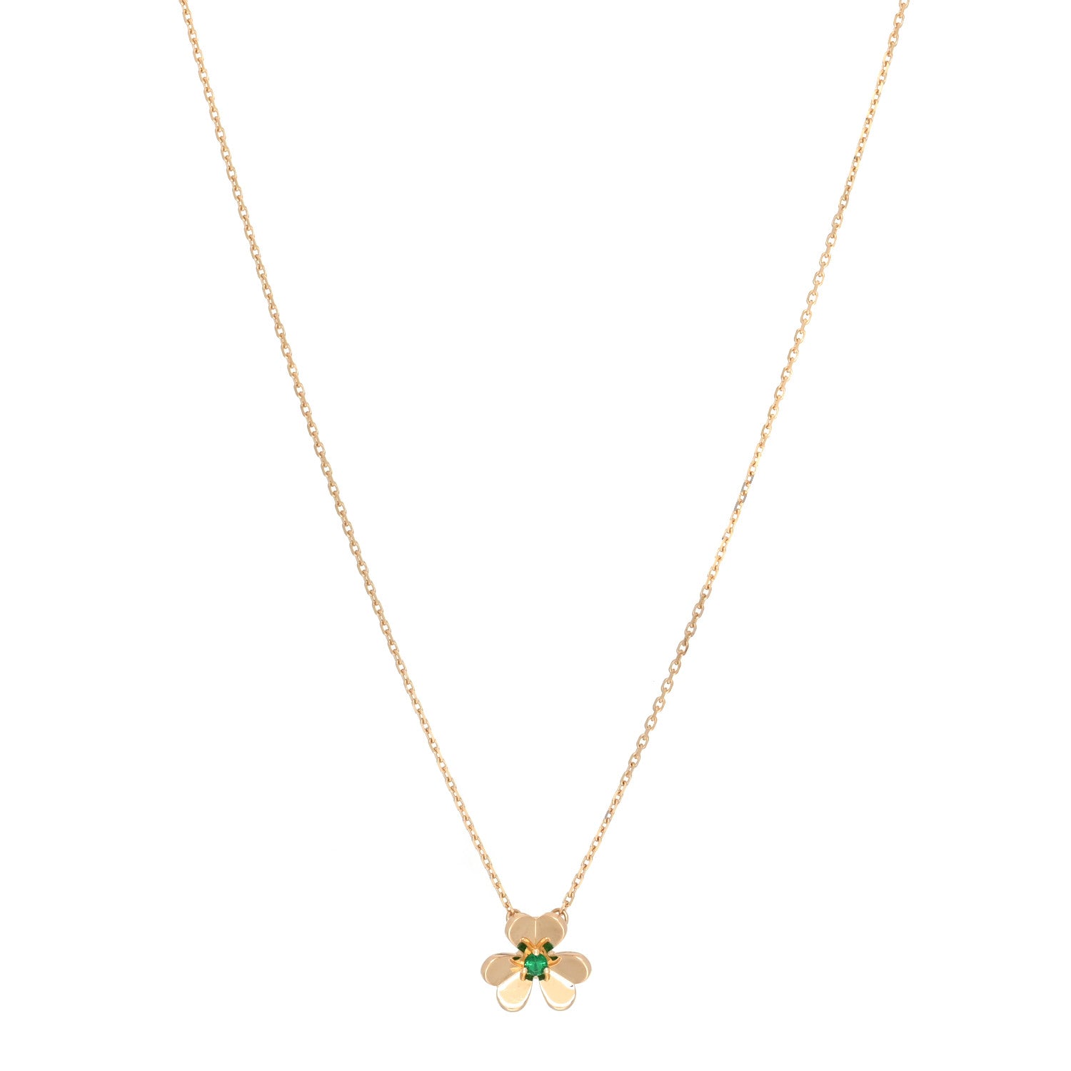 Van Cleef & Arpels 18K Yellow Gold Emerald Mini Frivole Pendant Necklace 1 of 6