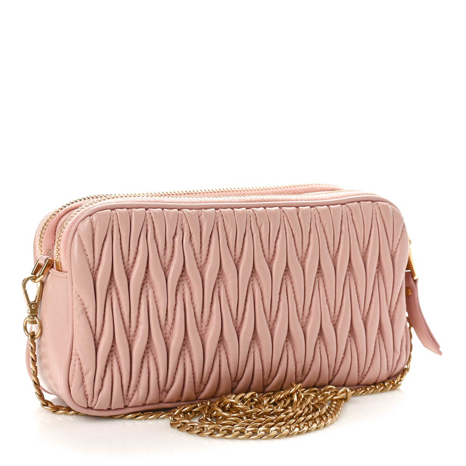 Miu Miu Nappa Matelasse Double Zip Chain Shoulder Bag Cammeo 2 of 8