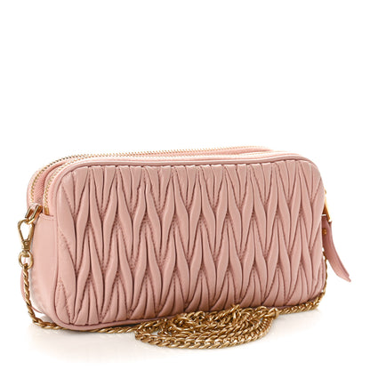 Miu Miu Nappa Matelasse Double Zip Chain Shoulder Bag Cammeo 2 of 8