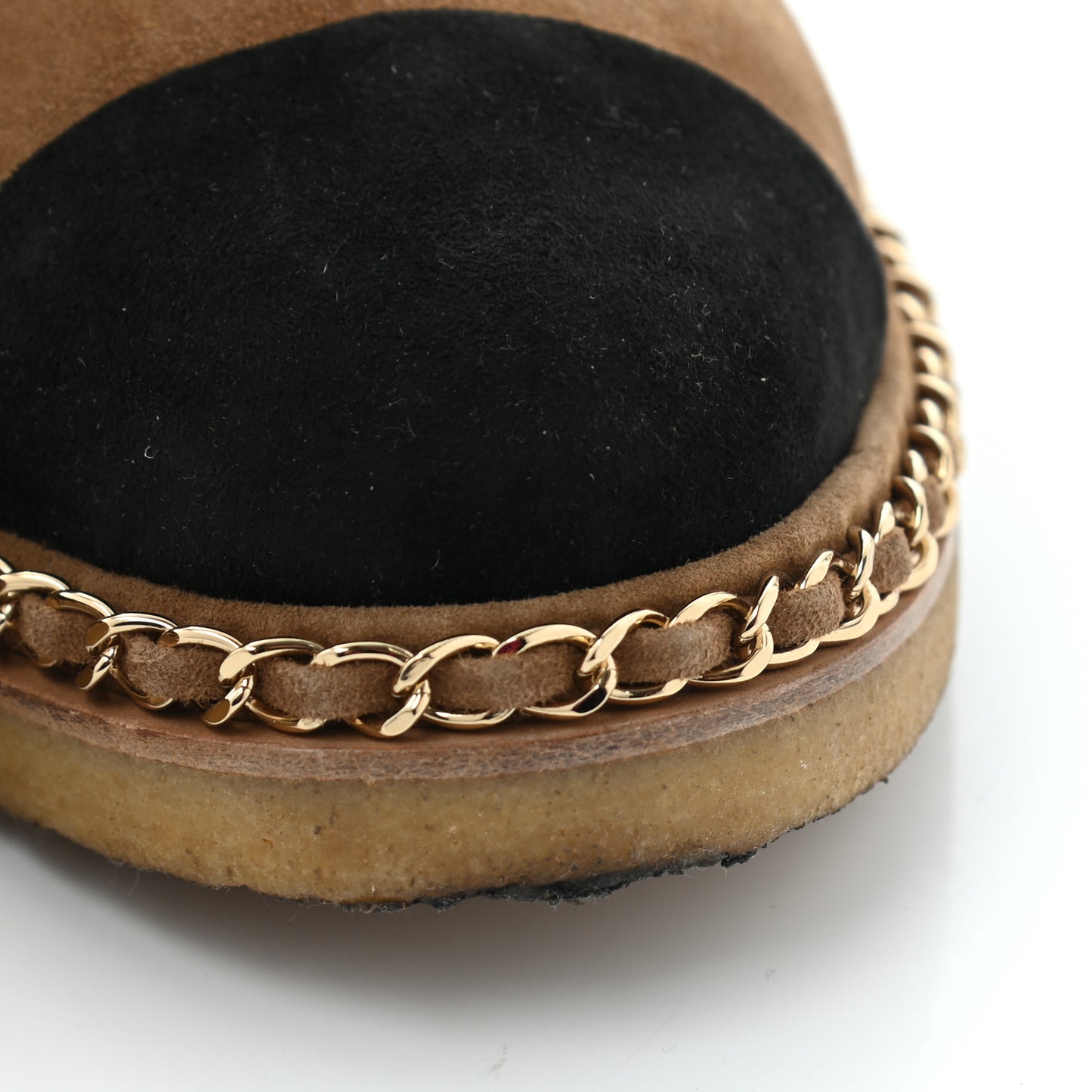 Kid Suede Shearling Womens Cap Toe Chain Short Boots 41 Light Brown Black
