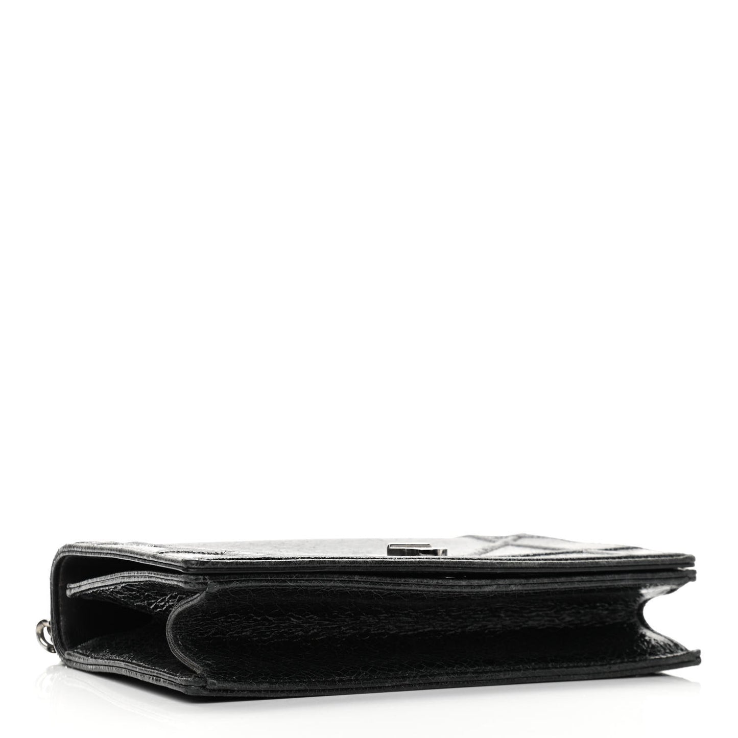 Crackled Deerskin Medium Diorama Flap Bag Black