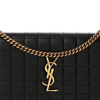 Saint Laurent Lambskin Carre Quilted Cassandre Chain Wallet Black 8 of 23