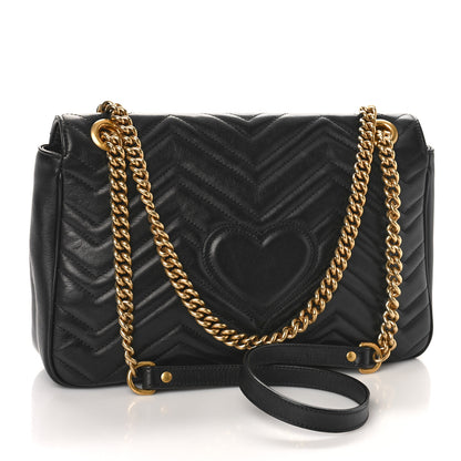 Gucci Calfskin Matelasse Medium GG Marmont Shoulder Bag Black 3 of 11