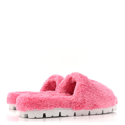 Prada Terry Cloth Logo Lug Sole 20mm Slide Sandals 36 Petalo Black 4 of 9