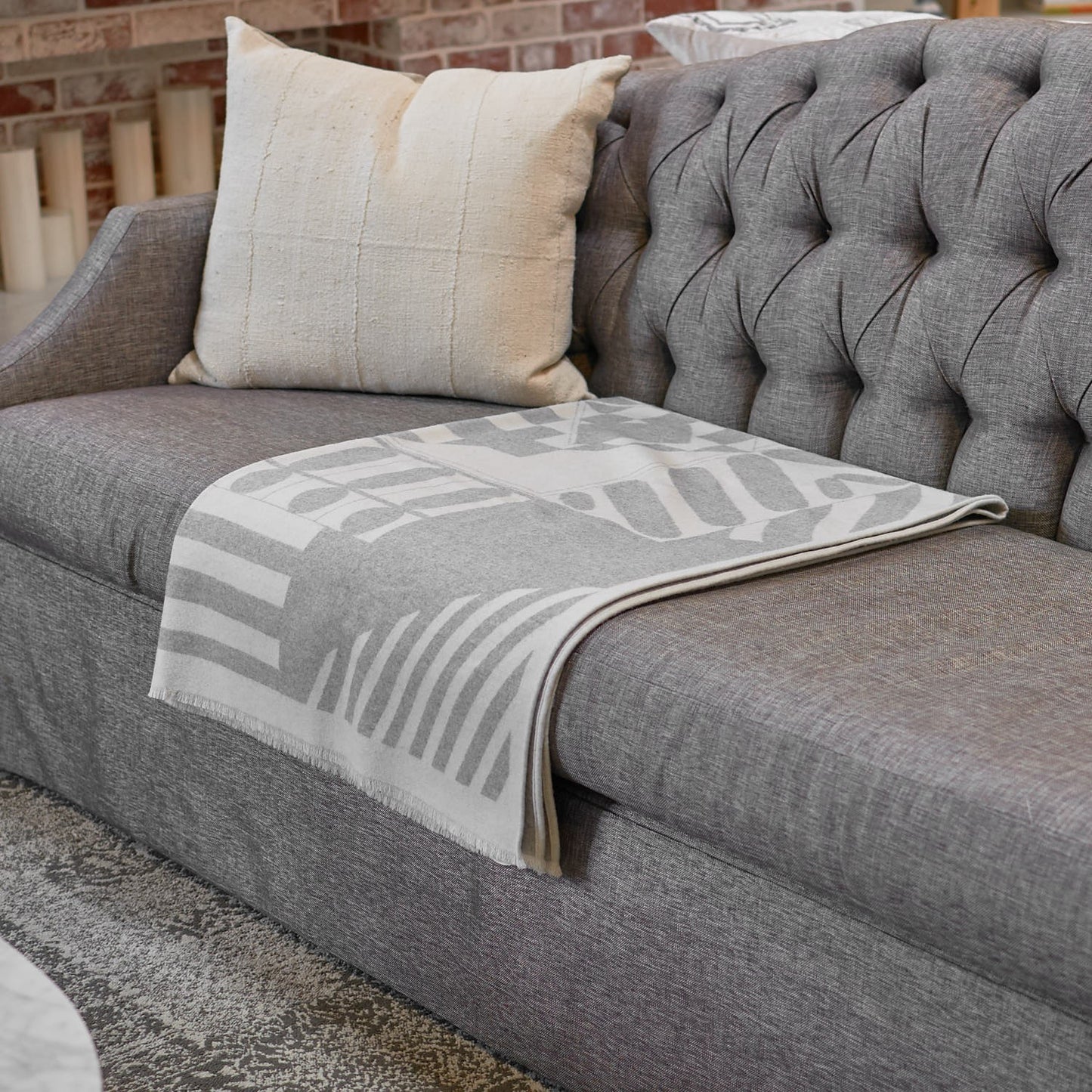 Wool Promenade Au Faubourg Blanket Blanc Gris
