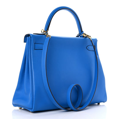 Hermes Evercolor Kelly Retourne 32 Bleu Hydra 3 of 12